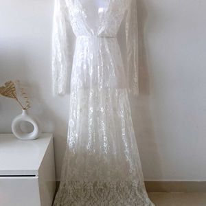 Imported Long Lace Beach Cover Up