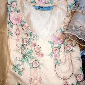 Organza Pakistani Suit Handwork