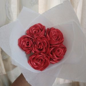 6 Satin Red Rose Bouquet