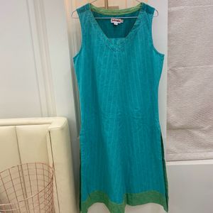 FABINDIA SLEEVELESS SEA GREEN KURTI