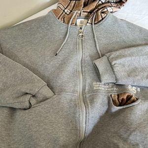 Unisex Grey Zip Through Hoodie