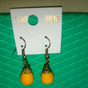 Stone Earrings Yellow Colour