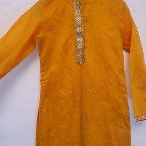 Beautiful Yellow Red Straight Suit Kurta Laggin