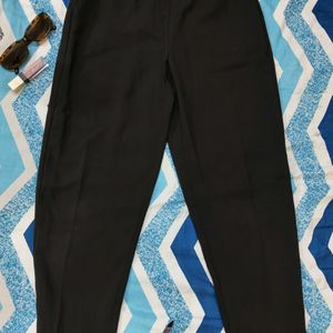 Wide Leg Jet Black Trousers