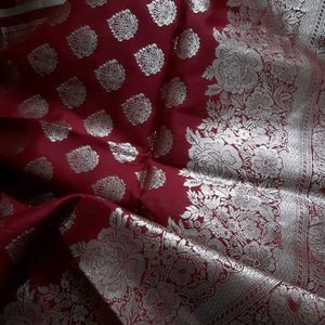 Maroon Silver Stone Saree