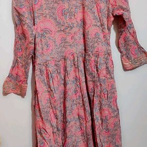 Pink Printed Anarkali Kurti For 32 Bust