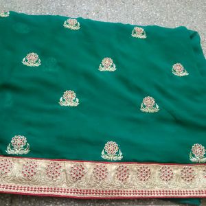 Bottle Green Saree