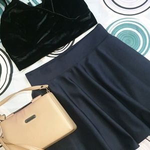 Navy Blue Flared Skirt