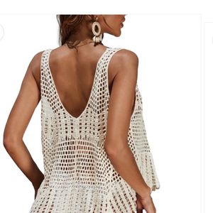 V-Neck Crochet Knit Eyelet Tank Top