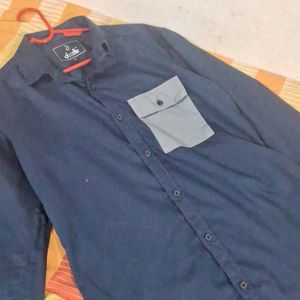 Doodle Navy Blue One Side Pocket Shirt