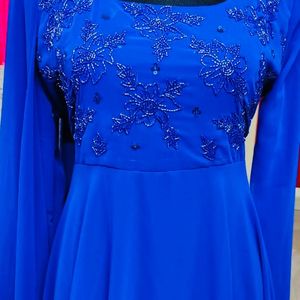 Blue georgette heavy handwork with dupatta