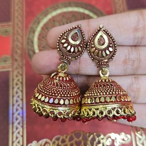 Red And Gold Plated Light Weight Earrings 😍❤️