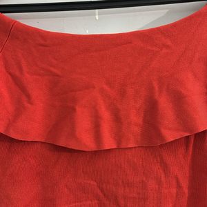 ZARA OFF SHOULDER CREPE TOP