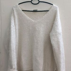 Oversized Cozy Furry White Sweater