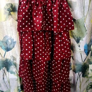 Maroon Polkadot Dress