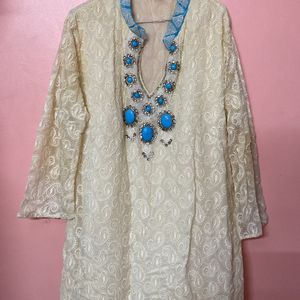 Full Sleeves Off White Kurti