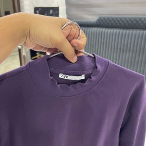 Zara High Neck Violet Sweatshirt