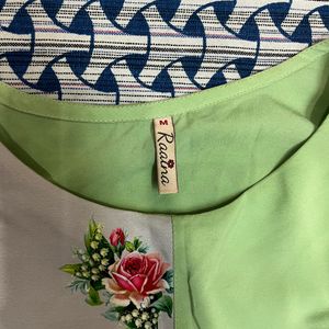 Pastel Green And Grey Colour Kurthi