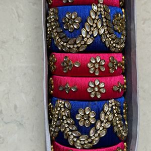 Silk thread party wear colourful bangles (size 2.6