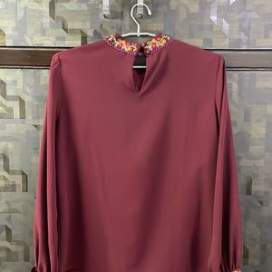 DARK COLOURED HIGH NECK MADAME SHIRT