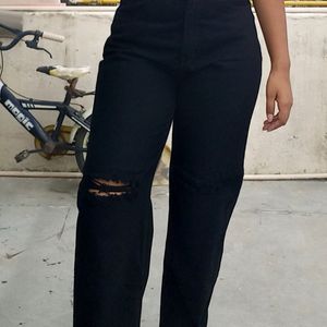 High Waisted Black Flared/ Wide Leg Jeans