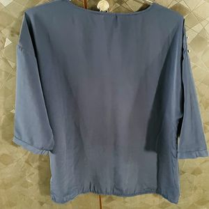 Blue balloon Top With Detailed Shoulder