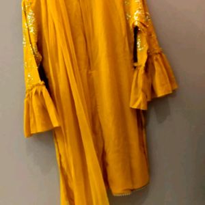 Yellow Sharara Set With Dupatta.