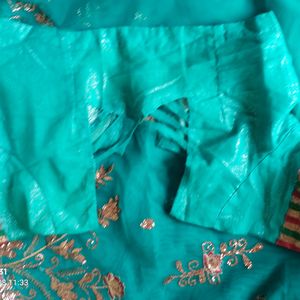 Blue Net Saree