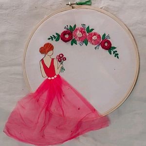 Wooden Embroidery Girly Hoop