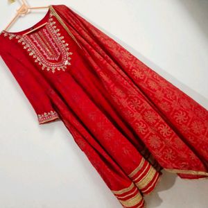 Rajasthani Red Anarkali Kurta Set