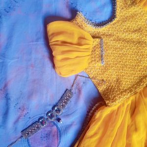 Girls Yellow Gharara Set For  4 To 6 Year Girl