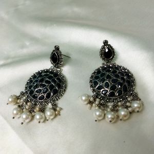 Black-silver Ethnic Earrings