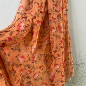 Orange Floral Saree