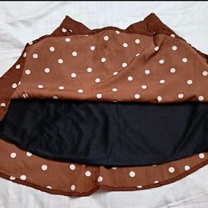 SERA Women Brown Polka Dot Printed Flared Skirt