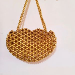 Golden Pearls/Beads Handmade Purse