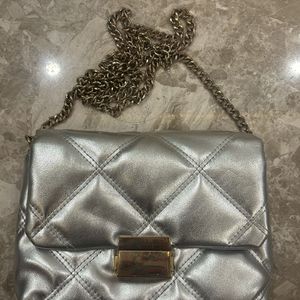 Metallic Grey Sling Bag