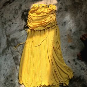 Y2k Pinterest Korean Shimmery Yellow Maxi Skirt