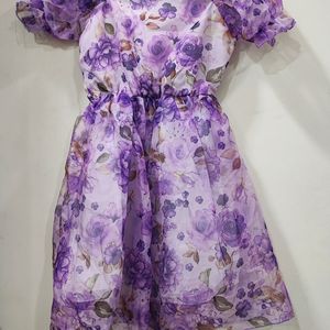 Pretty Purple Flared Frock For Girls