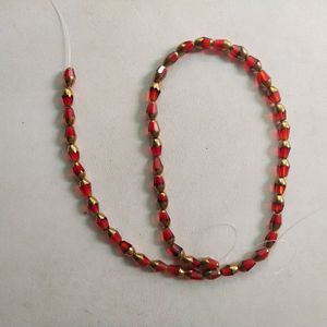 Golden/Red High Quality Cristal Moti/Bids Mala