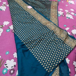 Brand New Pure Georgette Heavy Work Saree With bp