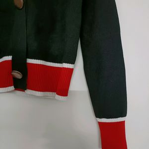 BLACK Red Cropped Cardigan