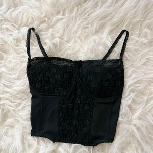 Black embroidered Gothic  corset top