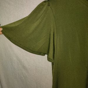 New Butterfly Sleeved Olive Green Top