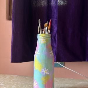 Hand Painted Varnished Aesthetic Glass Bottle.