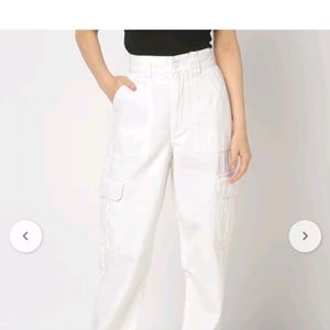 High Rise Loose Tapered White Jeans