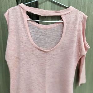 Pink Cold Shoulder Tshirt