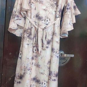 Cream & Brown Printed Dress For 38 Bust