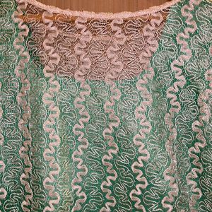 Beautiful White Net Kurta With Sea Green Innerwear