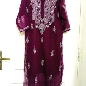 Chikankari Mirror Work Georgette Straight Kurta