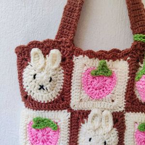 Crochet Miffy-Strawberry 🍓 Tote Bag